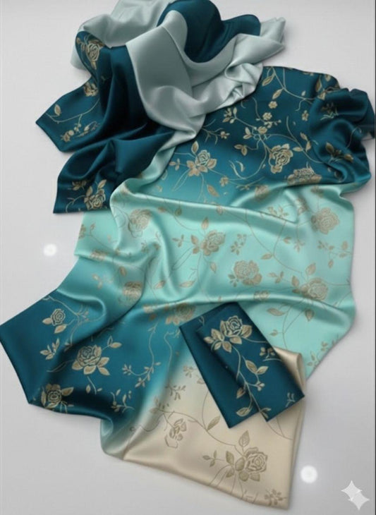 Digital Print Silk 3pcs (AQUA BANARSI)