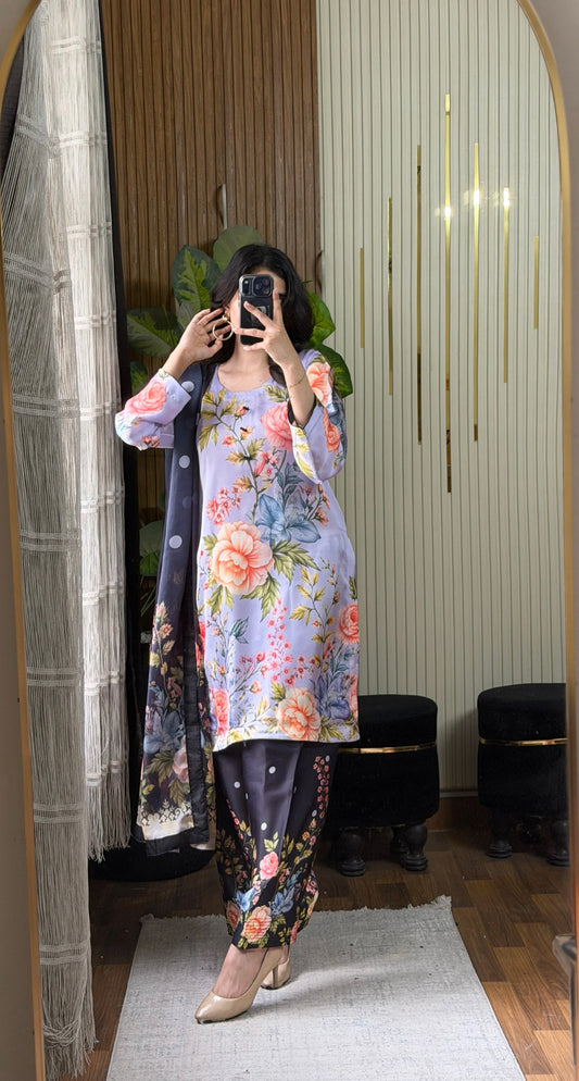Digital Print Silk 3pcs (🌸 LILAC BLOOM — SILK 🌸)