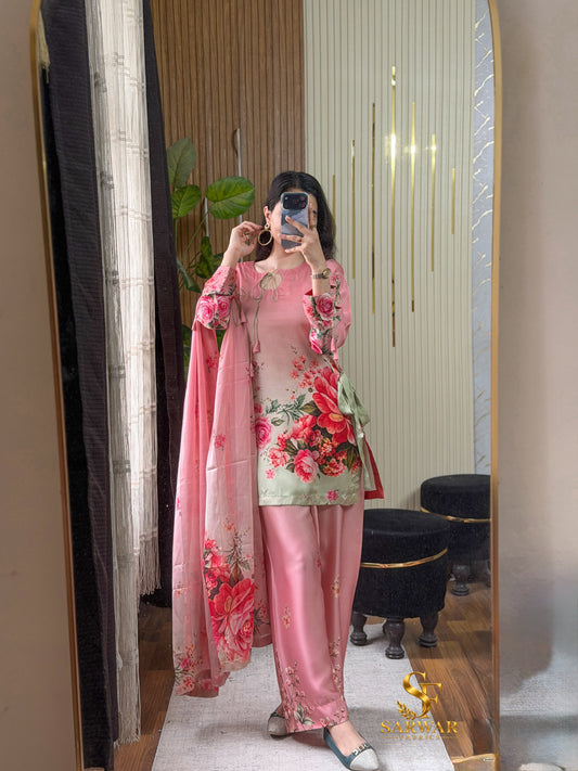 Digital Print Silk 3pcs (ROSE GARDEN LUXE )