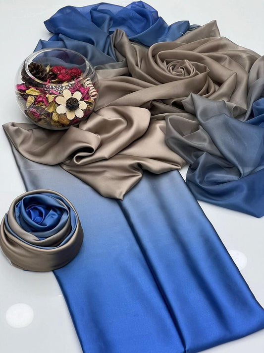 Digital Printed Silk 3 pcs ( BLUE SILVER)