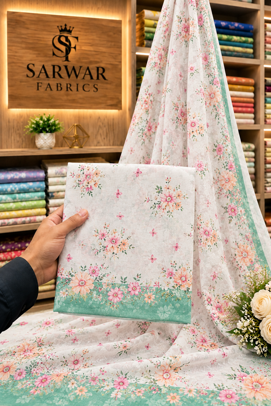 Digital Print Silk 3pcs (MINT ROSE)