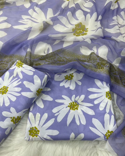DIGITAL PRINTED SWISS LAWN 3pcs(Lavender Daisy)