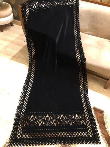 Laser Cut Velvet Shawl 2025 - Damask BLACK (Z/Z) (SF PRET)