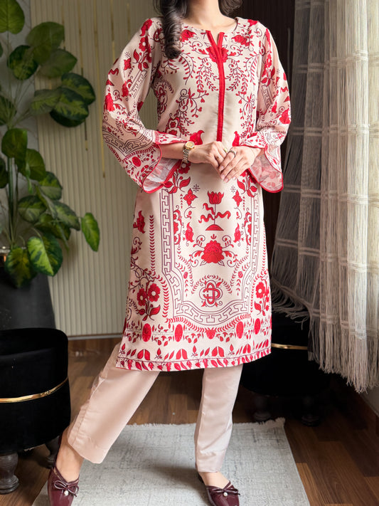 DIGITAL PRINTED SWISS LAWN 2pcs (Ruby Blossom)