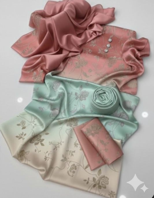 Digital Print Silk 3pcs(PEACH BANARSI)