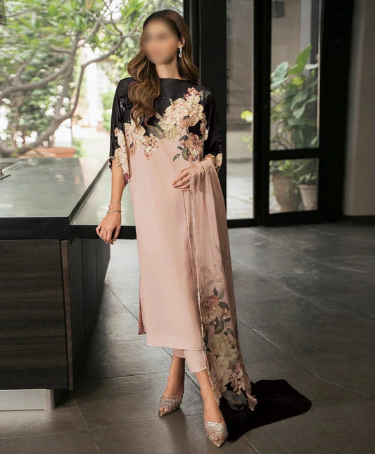Digital Print Silk 3pcs (BLACK ROSESS)
