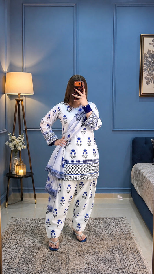 DIGITAL PRINTED SWISS LAWN 3pcs (Royal Sapphire)