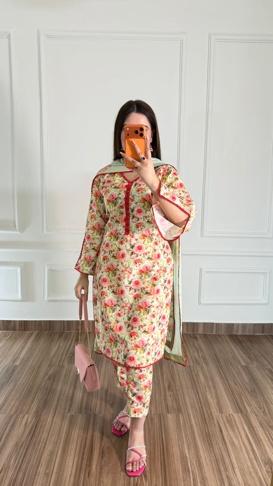 DIGITAL PRINTED SWISS LAWN 3pcs (PISTA PINK ROSE)