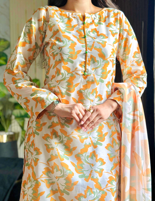 DIGITAL PRINTED SWISS LAWN 3pcs (YELLOW WHITE)