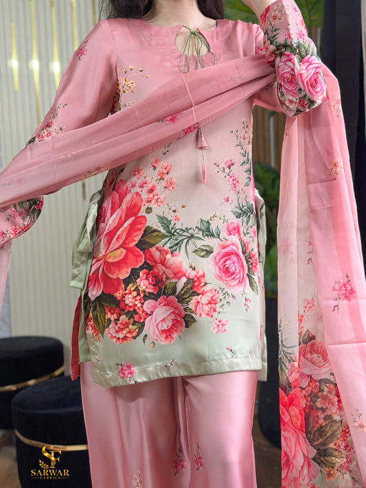 Digital Print Silk 3pcs (ROSE GARDEN LUXE )