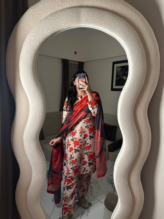 DIGITAL PRINTED SWISS LAWN 3pcs (Red Blossom)