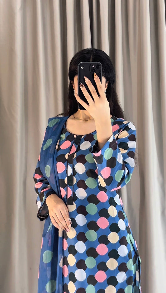 DIGITAL PRINTED SWISS LAWN 3pcs (Blueberry Polka Luxe)