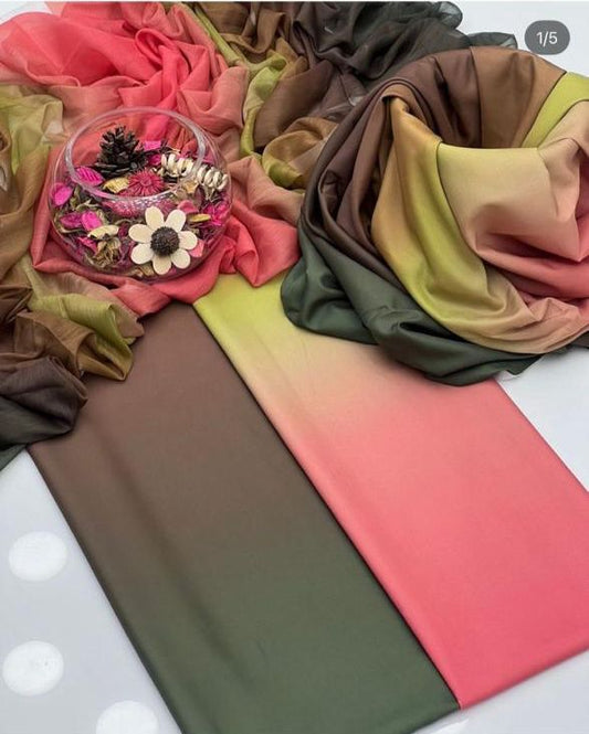 Digital Printed Silk 3 pcs(PEACH GREEN)