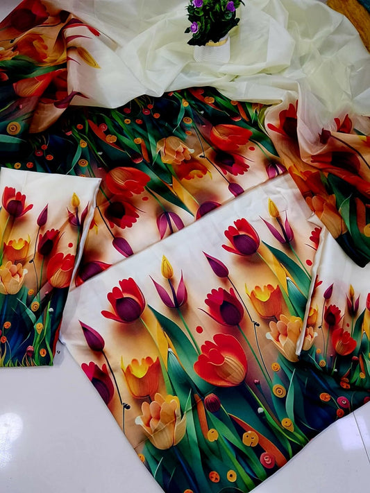 Digital Print Silk 3pcs (3Dflowers)