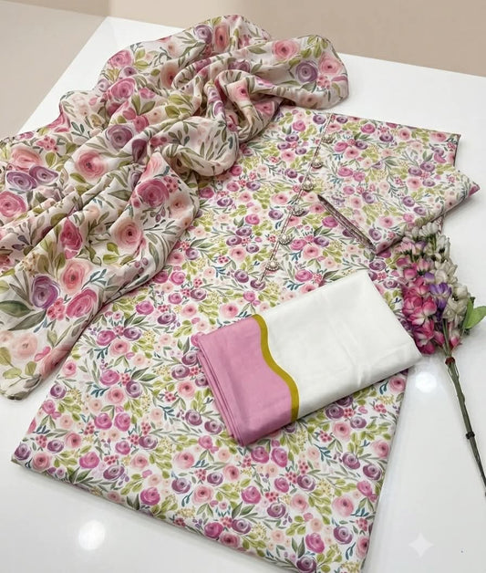 Digital Print Silk 3pcs (ROSE BUSH)