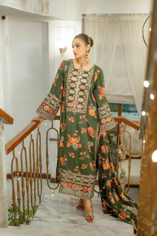 Aneelas Luxury Silk 3 Piece Unstitched