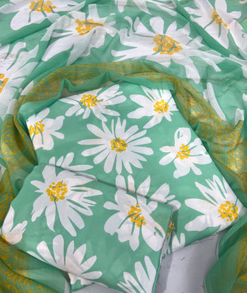 DIGITAL PRINTED SWISS LAWN 3pcs(Aqua Bloom)