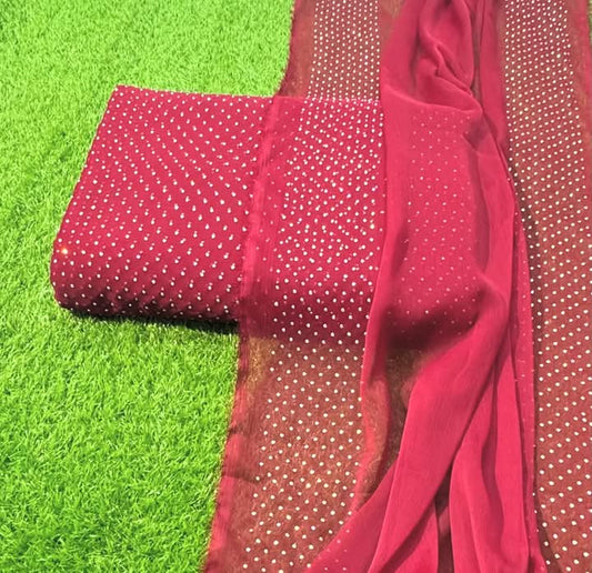 Chiffon Crystal Work unstich Dress