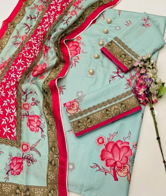 Digital Print Silk 3pcs (AQUA)