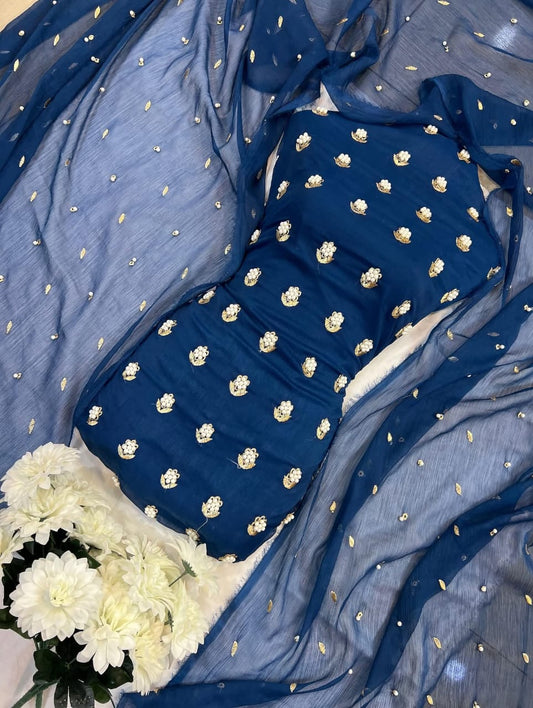 7 Pearls Luxury Soft Chiffon Unstitched 3-piece- Elegant Formal Collection