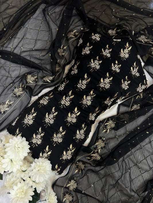 7Pearls Luxury Soft Chiffon Unstitched 3-piece- Elegant Formal Collection