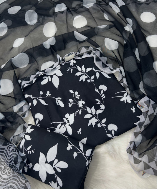 DIGITAL PRINTED SWISS LAWN 3pcs(BLACK)