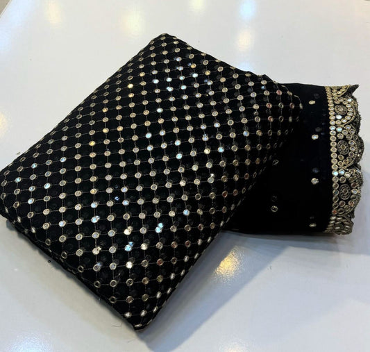 Hiba Bukhari Formal Chiffon 3pc (Black)