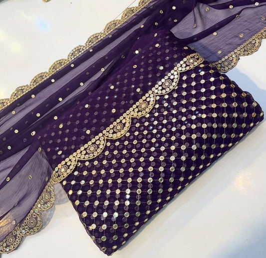 Hiba Bukhari Formal Chiffon 3pc purple