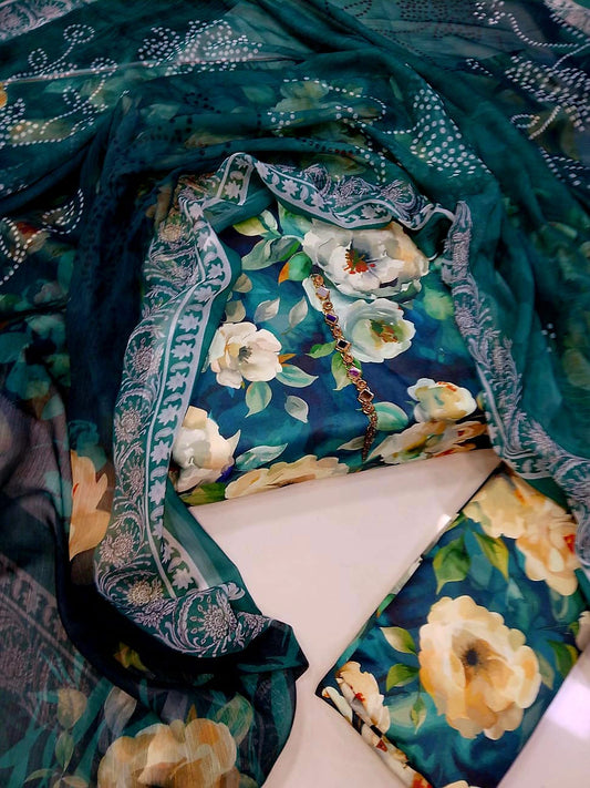 DIGITAL PRINTED SWISS LAWN 3pcs (Oceanic Bloom)