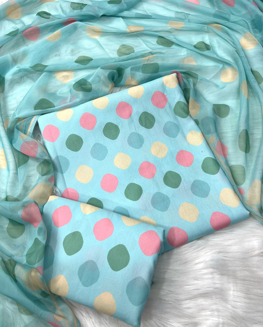 DIGITAL PRINTED SWISS LAWN 3pcs(MINT POLKA)