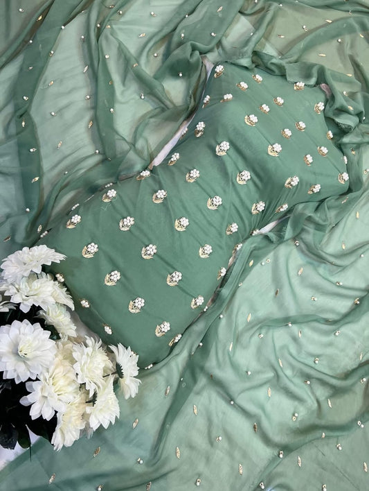 7 Pearls Luxury Soft Chiffon Unstitched 3-piece- Elegant Formal Collection