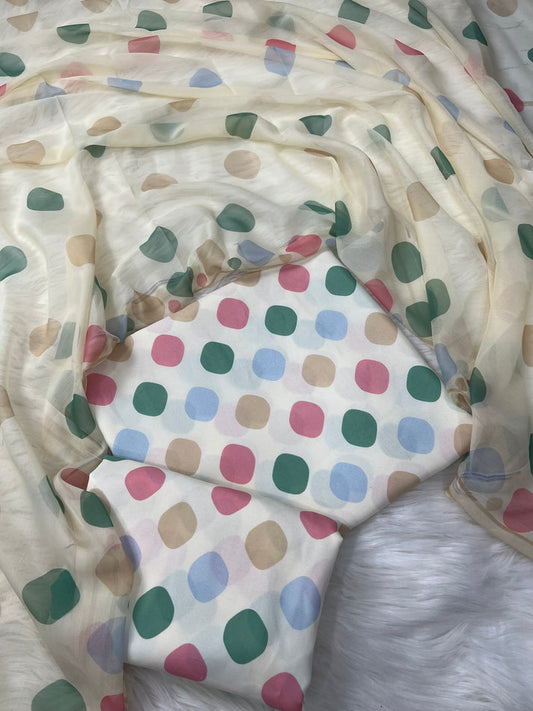 DIGITAL PRINTED SWISS LAWN 3pcs (CREAM POLKA)