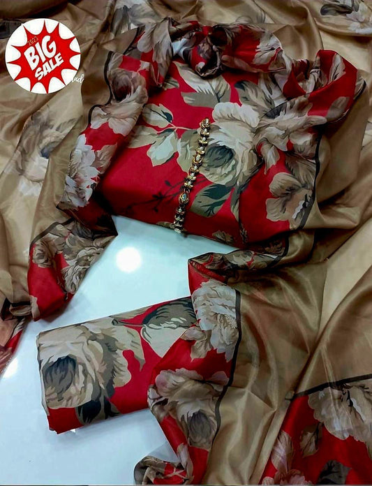 DIGITAL PRINTED SWISS LAWN 3pcs(Crimson Bloom)