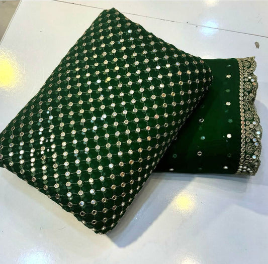 Hiba Bukhari Formal Chiffon 3pc (Dark Green)