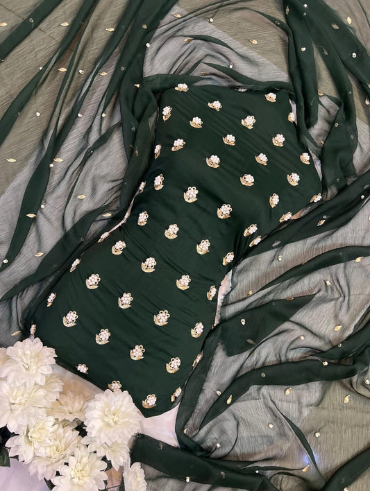 7 Pearls Luxury Soft Chiffon Unstitched 3-piece- Elegant Formal Collection