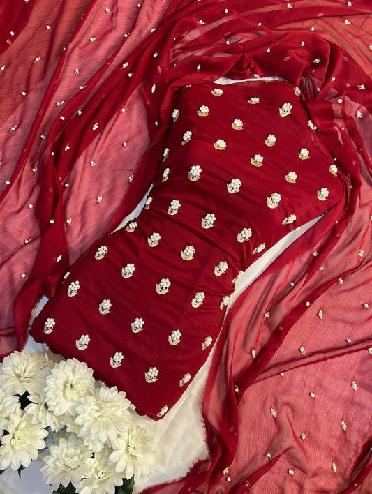 7 Pearls Luxury Soft Chiffon Unstitched 3-piece- Elegant Formal Collection