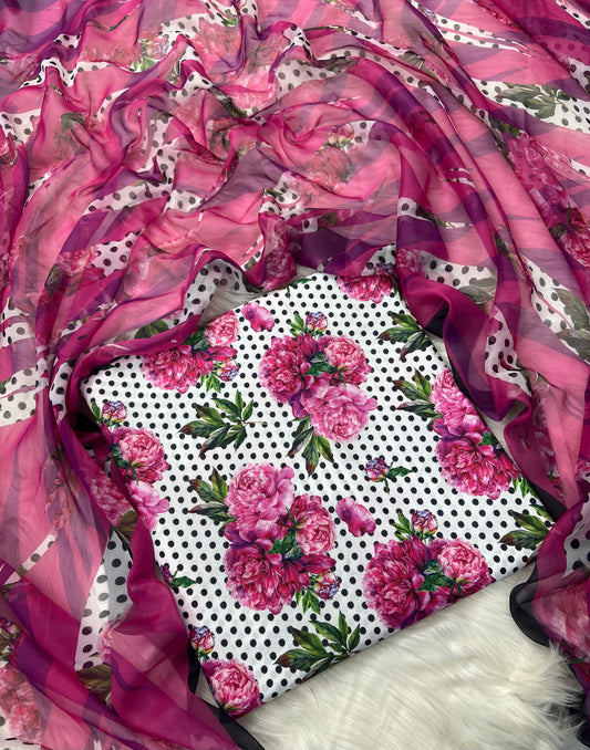 DIGITAL PRINTED SWISS LAWN 3pcs (Fuchsia Floral Grace)