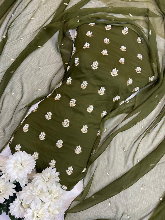 7 Pearls Luxury Soft Chiffon Unstitched 3-piece- Elegant Formal Collection