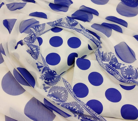 DIGITAL PRINTED SWISS LAWN 3pcs (BLUE POLKA)