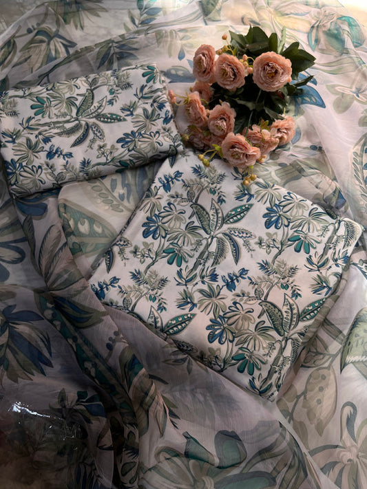 DIGITAL PRINTED SWISS LAWN 3pcs(Soft Aqua Flora)