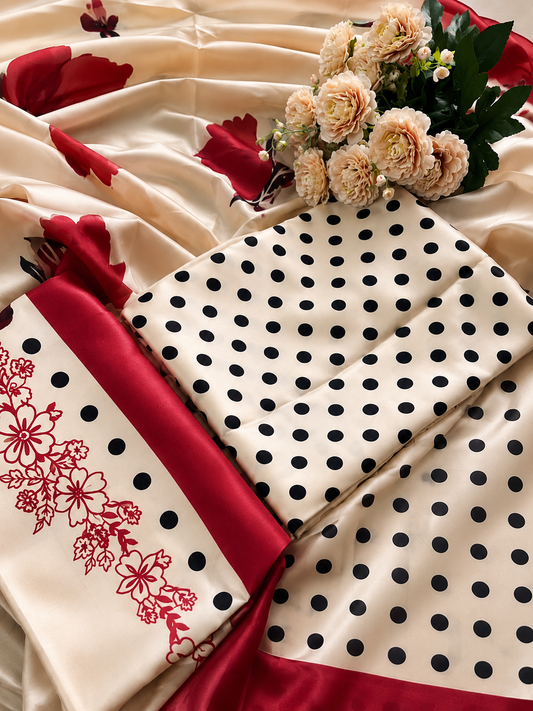 Digital Print Silk 3pcs (Elegant Polka Bloom)