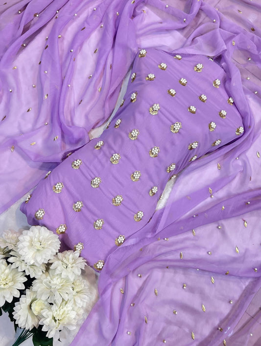 7 Pearls Luxury Soft Chiffon Unstitched 3-piece- Elegant Formal Collection (KASNI)