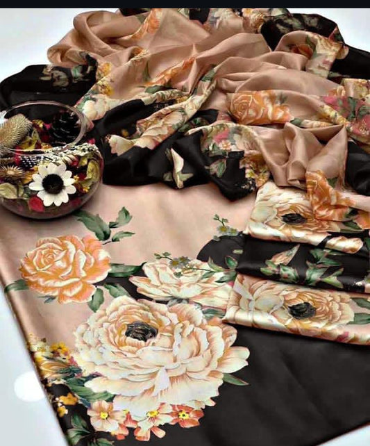 Digital Print Silk 3pcs (BLACK ROSESS)