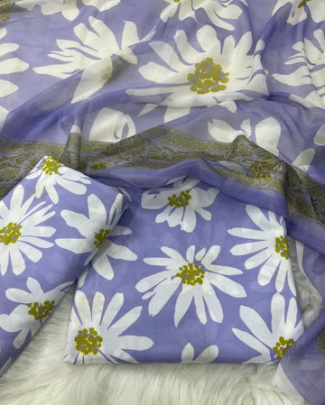 DIGITAL PRINTED SWISS LAWN 3pcs(Lavender Daisy)