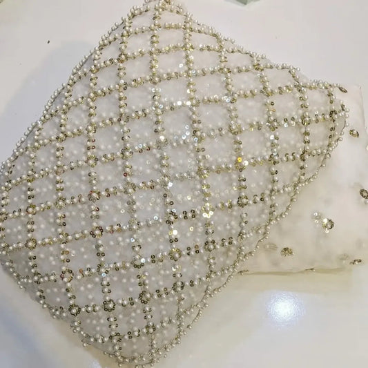 Chiffon boxes pearls emb 3piece (White)