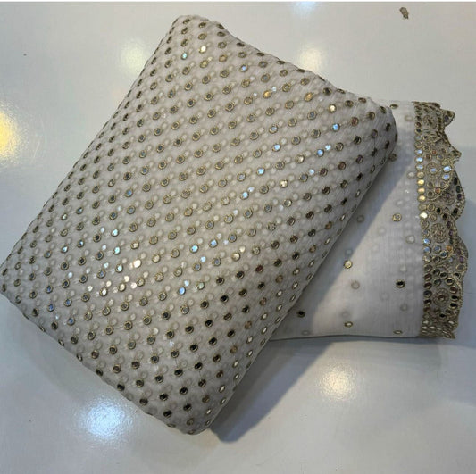 Hiba Bukhari Formal Chiffon 3pc (white)