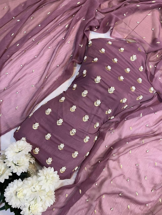 7 Pearls Luxury Soft Chiffon Unstitched 3-piece- Elegant Formal Collection