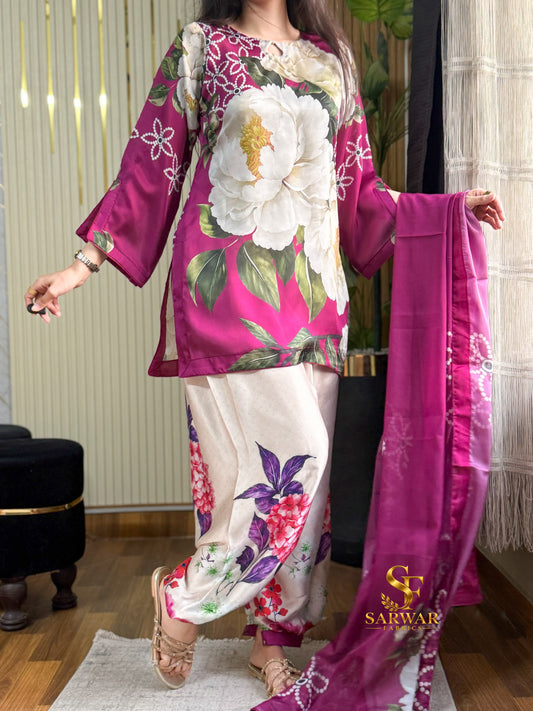 Digital Print Silk 3pcs (Blush Peony)