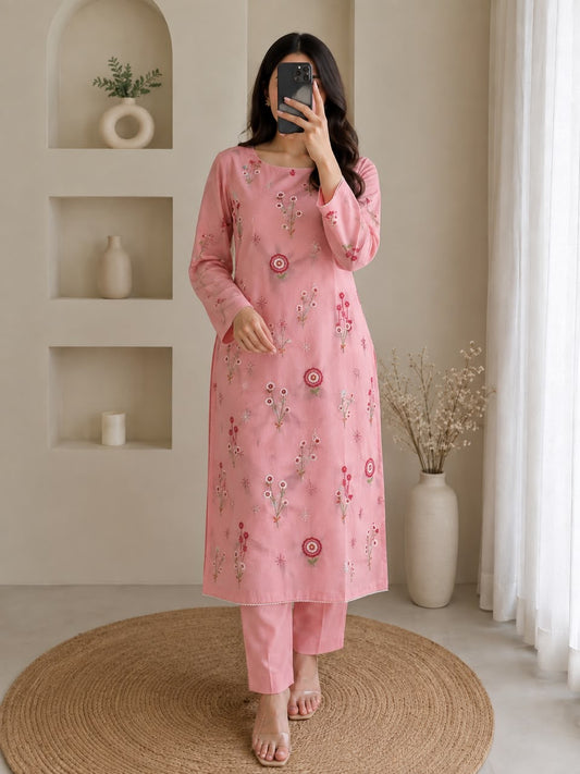 🌸 Pinterest Hit Pure Lawn Embroidery Collection — Soft Pink