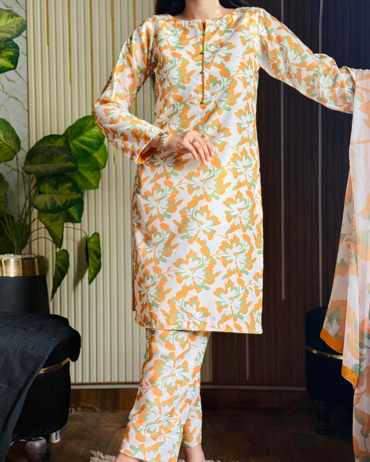 DIGITAL PRINTED SWISS LAWN 3pcs (YELLOW WHITE)